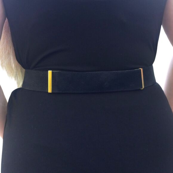 Vintage Roberto Dalpra Leather Belt-Size 36-Gold Chain Buckle-Adjustable-Chic - Picture 3 of 8